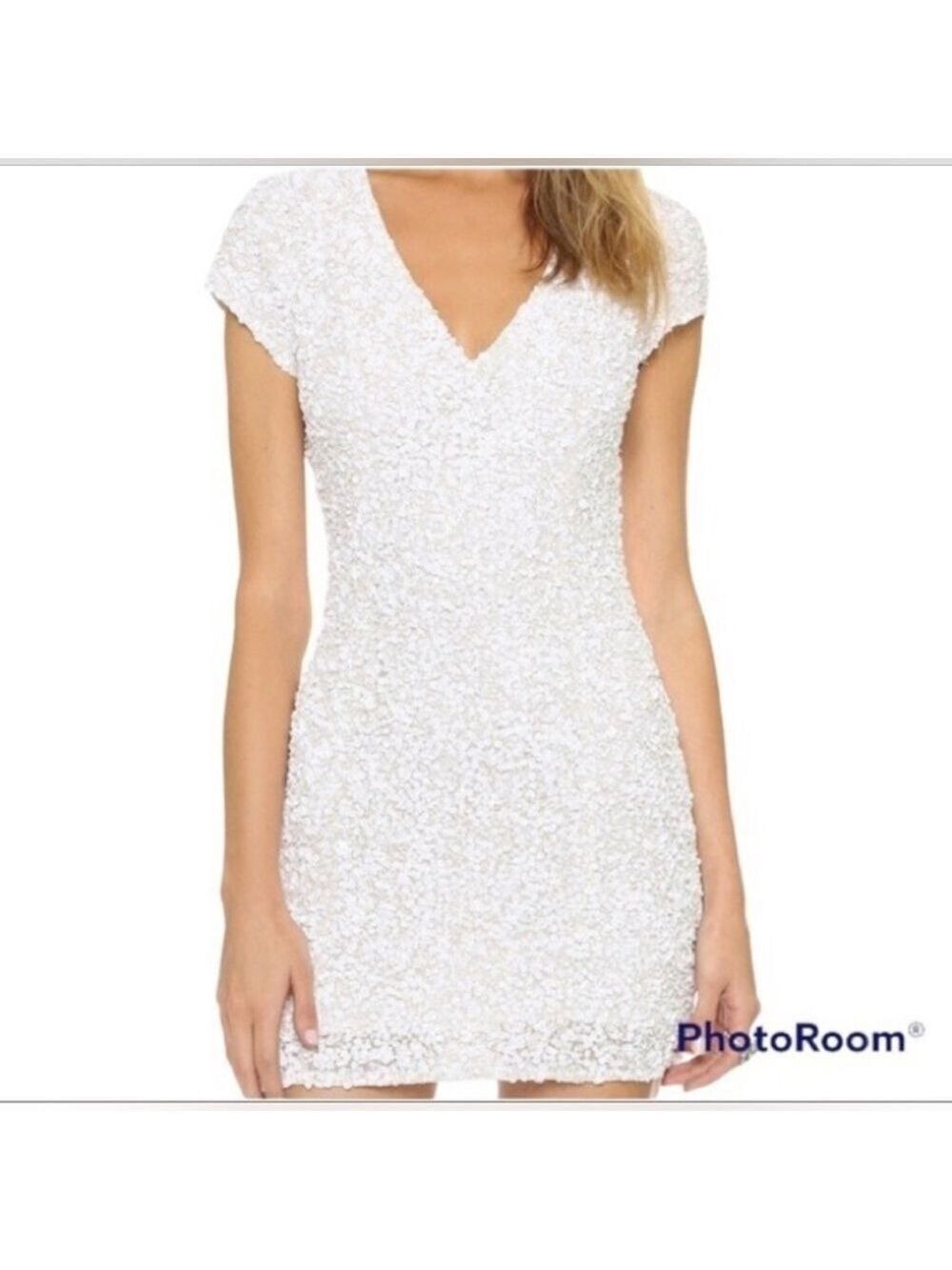 Parker Serena White Sequin Mini Dress Size 4